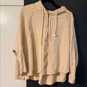 Oversized Cream Hooded Zip-Up Jacket